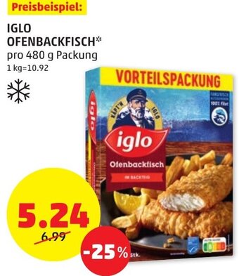 PENNY IGLO OFENBACKFISCH pro 480 g Packung Angebot