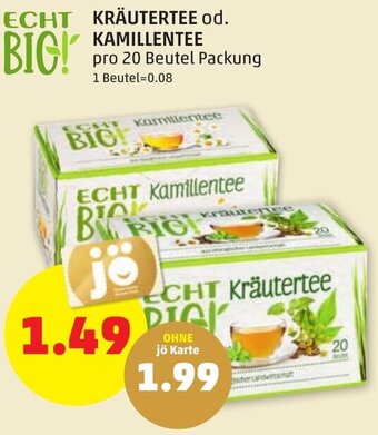 PENNY Kräutertee od. Kamillentee pro 20 Beutel Packung Angebot