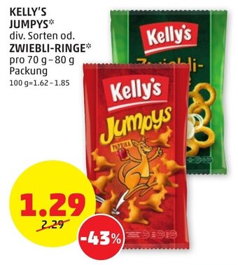 PENNY KELLY'S JUMPYS div. Sorten od. ZWIEBLI-RINGE pro 70 g-80 g Packung Angebot