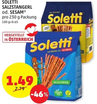 PENNY SOLETTI SALZSTANGERL od. SESAM pro 230 g Packung Angebot