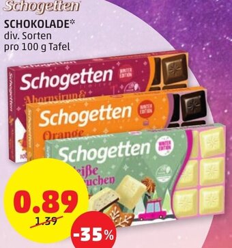 PENNY SCHOKOLADE div. Sorten pro 100 g Tafel Angebot