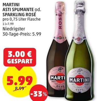 PENNY MARTINI ASTI SPUMANTE od. SPARKLING ROSÉ pro 0,75 Liter Flasche Angebot