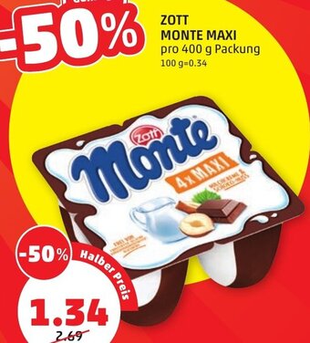 PENNY ZOTT MONTE MAXI pro 400 g Packung Angebot