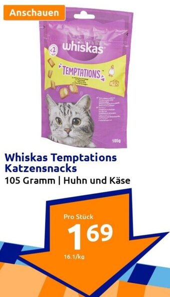 Action Whiskas Temptations Katzensnacks 105 Gramm Angebot