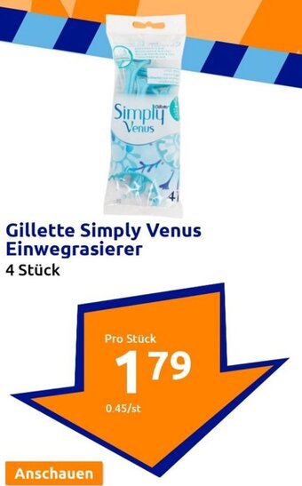 Action Gillette Simply Venus Einwegrasierer 4 Stück Angebot