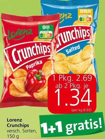 Spar Lorenz Crunchips versch. Sorten, 150 g Angebot