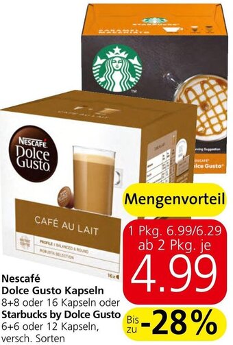 Spar Nescafé Dolce Gusto Kapseln 8+8 oder 16 Kapseln oder Starbucks by Dolce Gusto 6+6 oder 12 Kapseln, versch. Sorten Angebot
