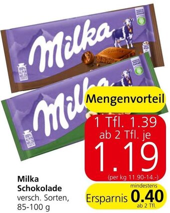 Spar Milka Schokolade versch. Sorten, 85-100 g Angebot