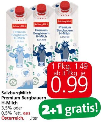 Spar Salzburg Milch Premium Bergbauern H-Milch 3,5% oder 0,5% Fett, aus Österreich, 1 Liter Angebot