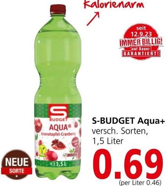 Spar S-BUDGET Aqua+ versch. Sorten, 1,5 Liter Angebot