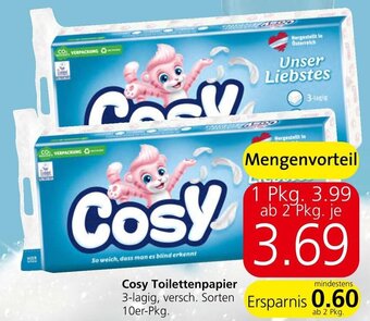 Spar Cosy Toilettenpapier 3-lagig, versch. Sorten 10er-Pkg. Angebot