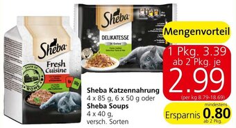 Spar Sheba Katzennahrung 4 x 85 g, 6 x 50 g oder Sheba Soups 4 x 40 g Angebot