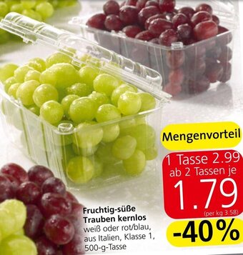Spar Fruchtig-süße Trauben kernlos 500-g-Tasse Angebot