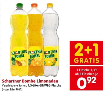Interspar Schartner Bombe Limonaden Verschiedene Sorten, 1,5-Liter-EINWEG-Flasche Angebot