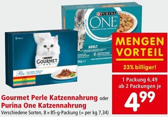 Interspar Gourmet Perle Katzennahrung oder Purina One Katzennahrung Angebot