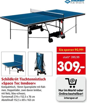Interspar Schildkröt Tischtennistisch >>Space Tec Inndoor<< Angebot
