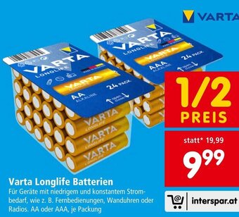 Interspar Varta Longlife Batterien Angebot