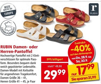Interspar RUBIN Damen- oder Herren-Pantoffel Angebot