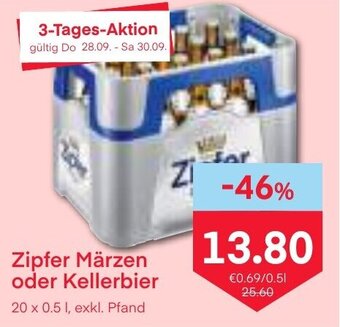 MPreis Zipfer Märzen oder Kellerbier 20 x 0.5 l Angebot