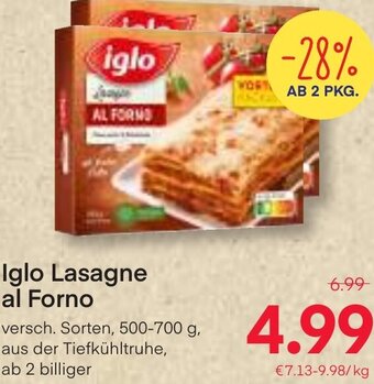 MPreis Iglo Lasagne al Forno 500-700 g Angebot
