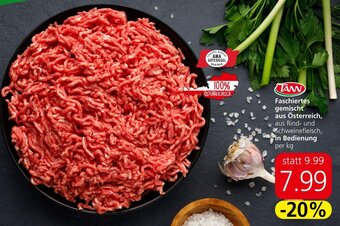 Eurospar Faschiertes gemischt aus Österreich, aus Rind- und Schweinefleisch, in Bedienung per kg Angebot