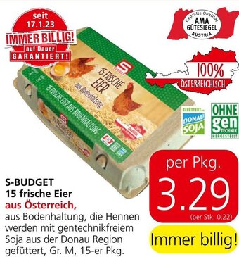 Eurospar S-BUDGET 15 frische Eier aus Österreich, Angebot
