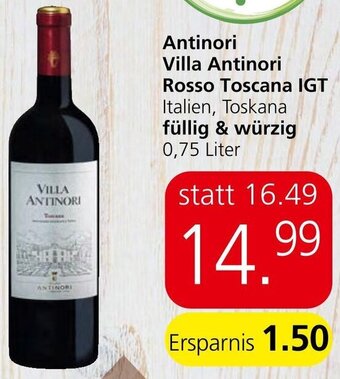 Eurospar Antinori Villa Antinori Rosso Toscana IGT füllig & würzig 0,75 Liter Angebot