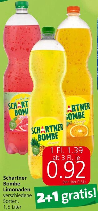 Eurospar Schartner Bombe Limonaden 1,5 Liter Angebot