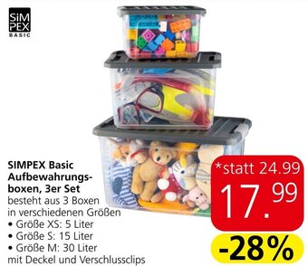 Eurospar SIMPEX Basic Aufbewahrungs-boxen, 3er Set Angebot