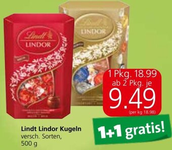 Eurospar Lindt Lindor Kugeln versch. Sorten, 500 g Angebot