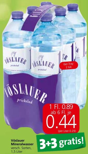 Eurospar Vöslauer Mineralwasser versch. Sorten, 1,5 Liter Angebot