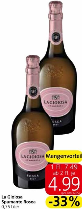 Eurospar La Gioiosa Spumante Rosea 0,75 Liter Angebot