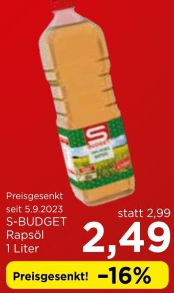 Eurospar S-BUDGET Rapsöl 1 Liter Angebot