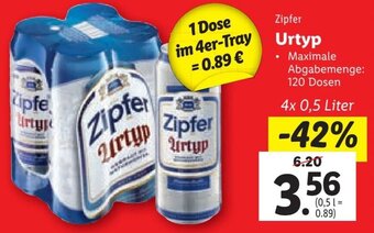Lidl Zipfer Urtyp 4x 0,5 Liter Angebot