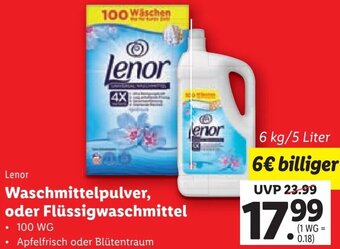 Lidl Lenor Waschmittelpulver, oder Flüssigwaschmittel 6 kg/5 Liter Angebot