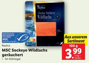 Lidl Nautica MSC Sockeye Wildlachs geräuchert 100 g Angebot