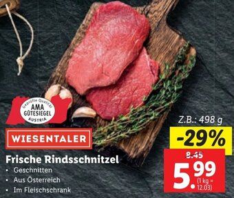 Lidl Frische Rindsschnitzel 498g Angebot