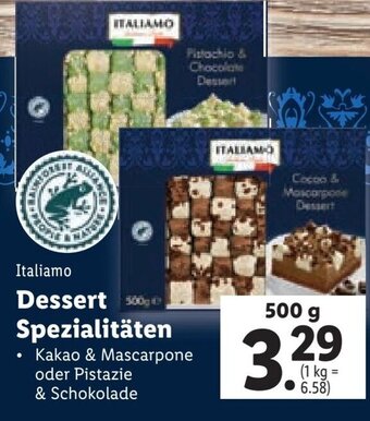 Lidl Italiamo Dessert Spezialitäten  500g Angebot