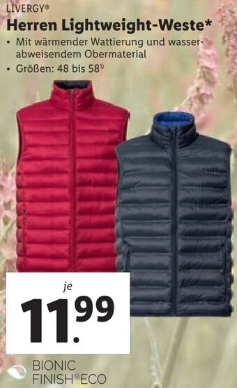 Lidl LIVERGYⓇ Herren Lightweight-Weste Angebot
