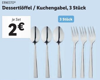 Lidl ERNESTO Dessertlöffel / Kuchengabel, 3 Stück Angebot