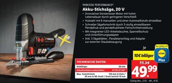 Lidl PARKSIDE PERFORMANCEⓇ Akku-Stichsäge, 20 V Angebot