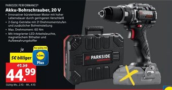Lidl PARKSIDE PERFORMANCE® Akku-Bohrschrauber, 20 V Angebot