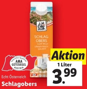 Lidl Echt Österreich Schlagobers 1 Liter Angebot