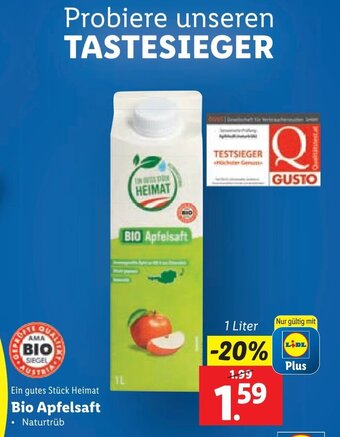 Lidl BIO Apfelsaft 1 Liter Angebot