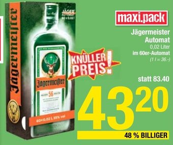 Maximarkt Jägermeister Automat 0,02 Liter Angebot