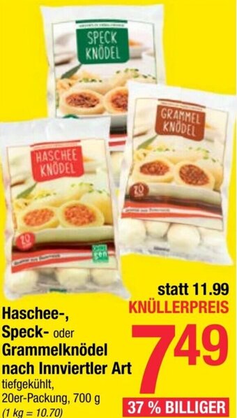 Maximarkt Haschee-, Speck- oder Grammelknödel nach Innviertler Art tiefgekühlt, 20er-Packung, 700 g Angebot