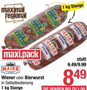 Maximarkt Wiener oder Bierwurst 1 kg Stange Angebot