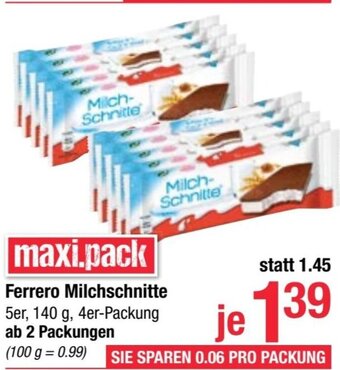Maximarkt Ferrero Milchschnitte 5er, 140 g Angebot