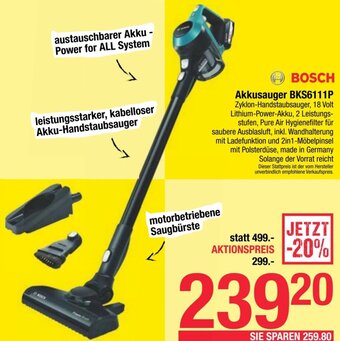Maximarkt BOSCH Akkusauger BKS6111P Angebot