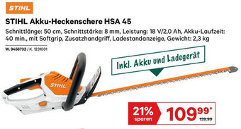 Lagerhaus STIHL Akku-Heckenschere HSA 45 Angebot